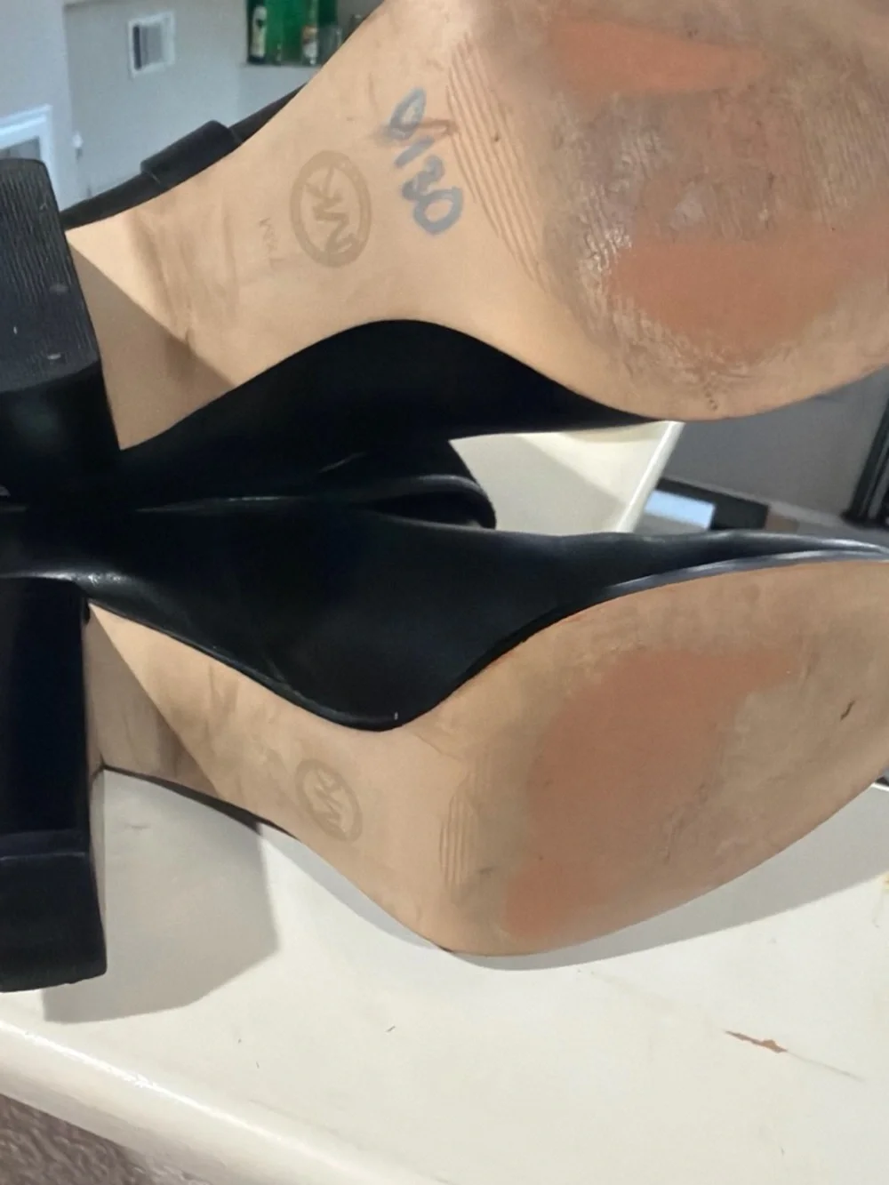 Michael Kors Black Leather & Suede Block Heel Mid-Calf Boots